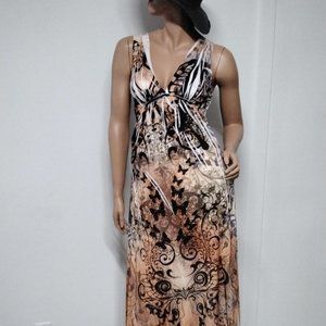 Chesley Long Maxi Paisley Spandex Dress Size M Woman Lace Stretch Empire Waist